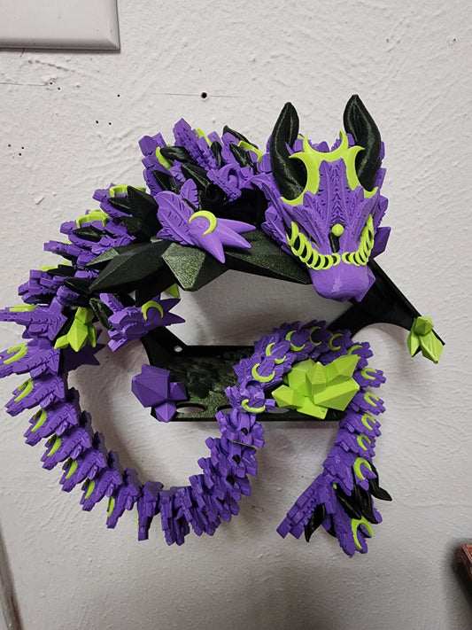 3D printed articulated Lunar Dragon with custom wall mount