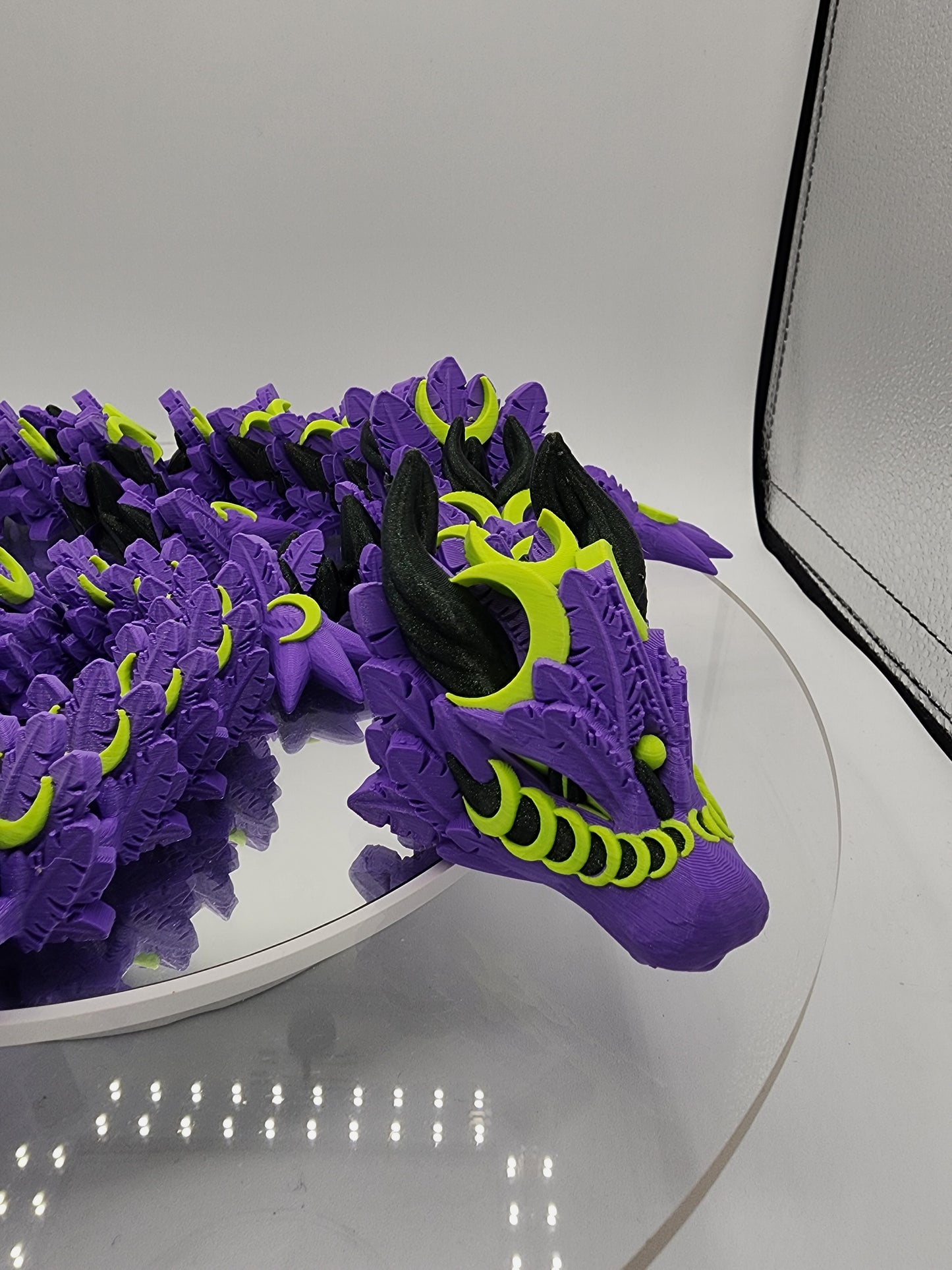 3D printed articulated Lunar Dragon with custom wall mount