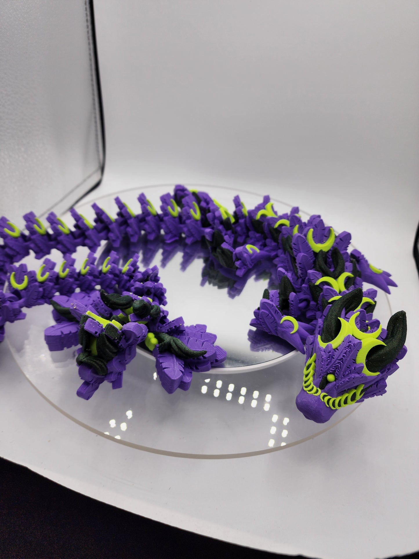3D printed articulated Lunar Dragon with custom wall mount