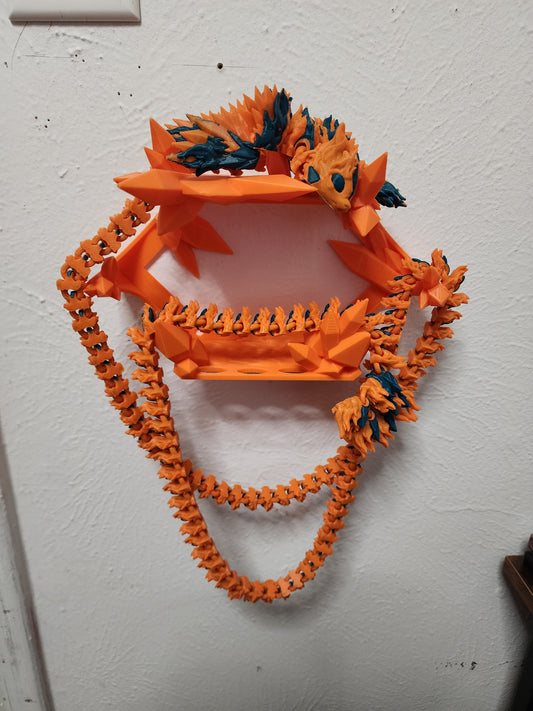 3D printed articulated Fire Dragon with custom wall mount