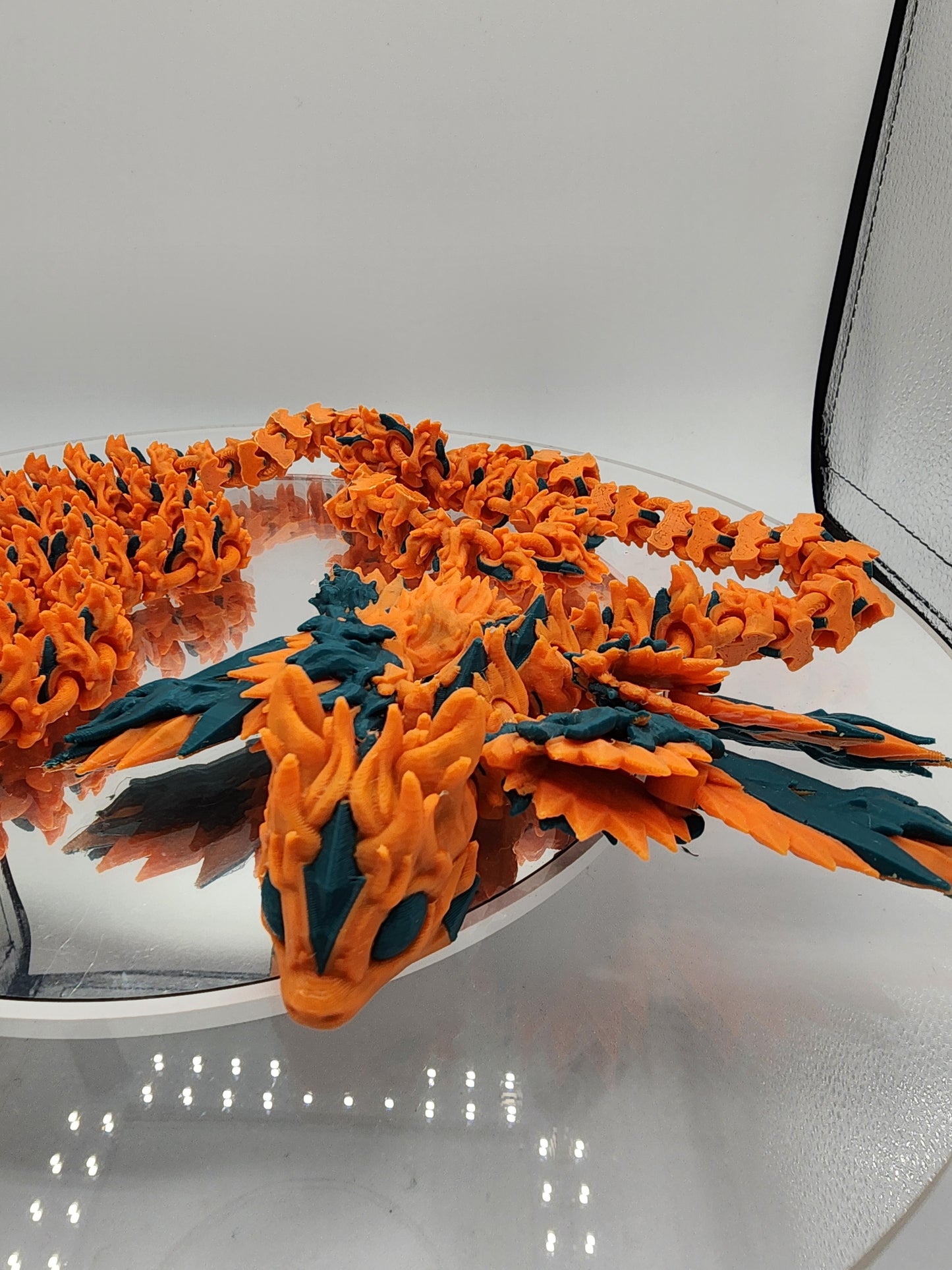 3D printed articulated Fire Dragon with custom wall mount