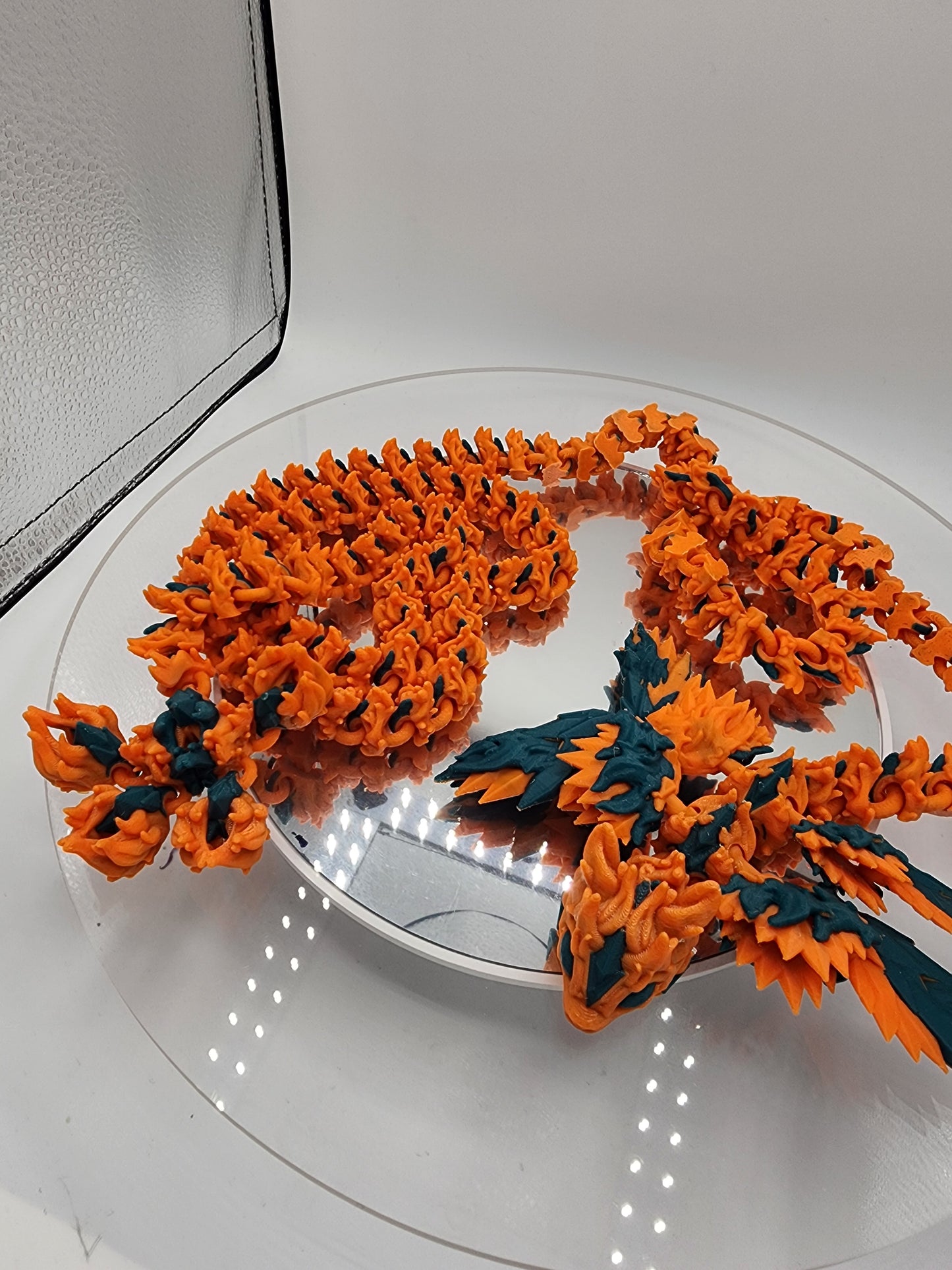 3D printed articulated Fire Dragon with custom wall mount