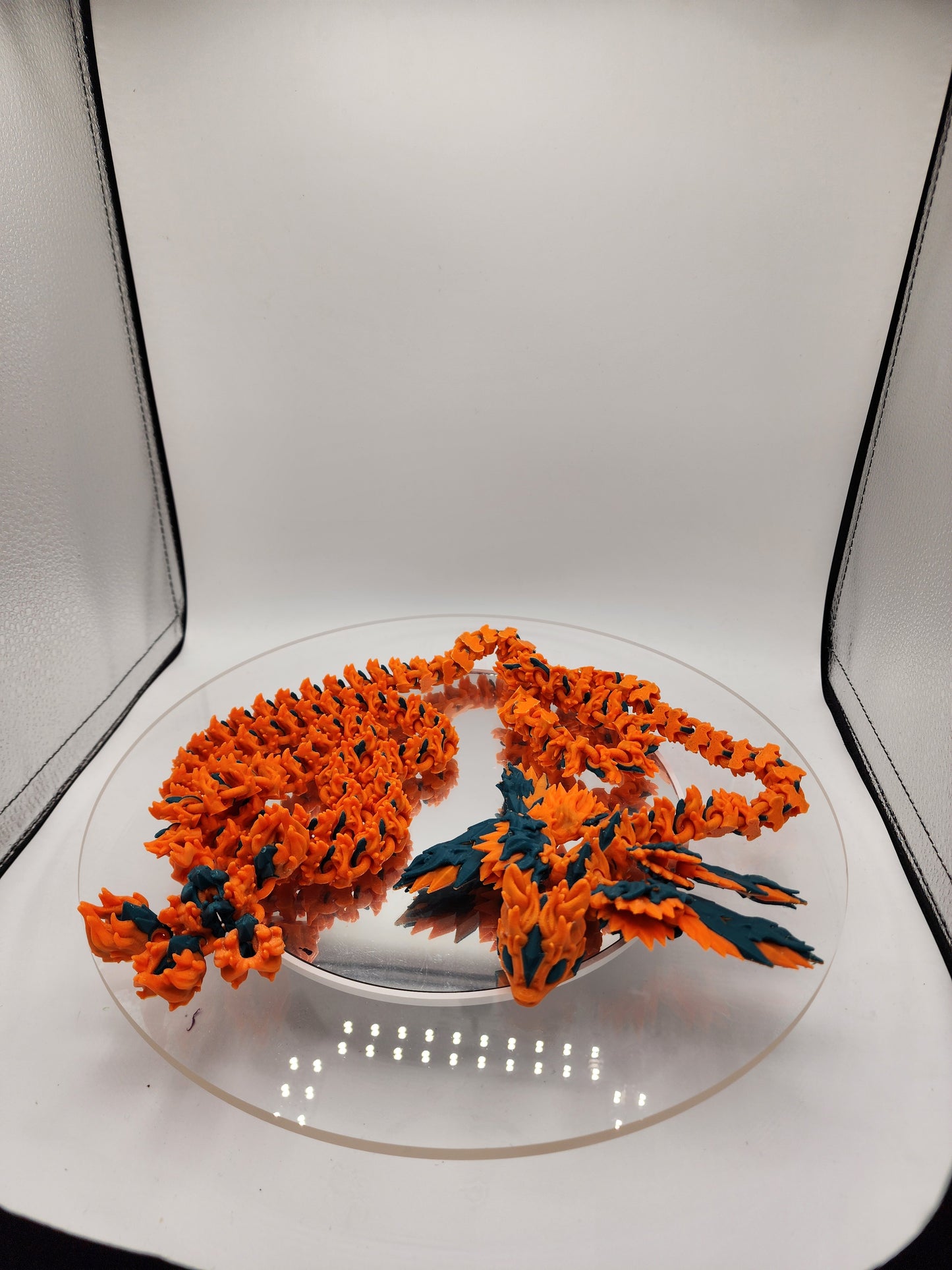 3D printed articulated Fire Dragon with custom wall mount